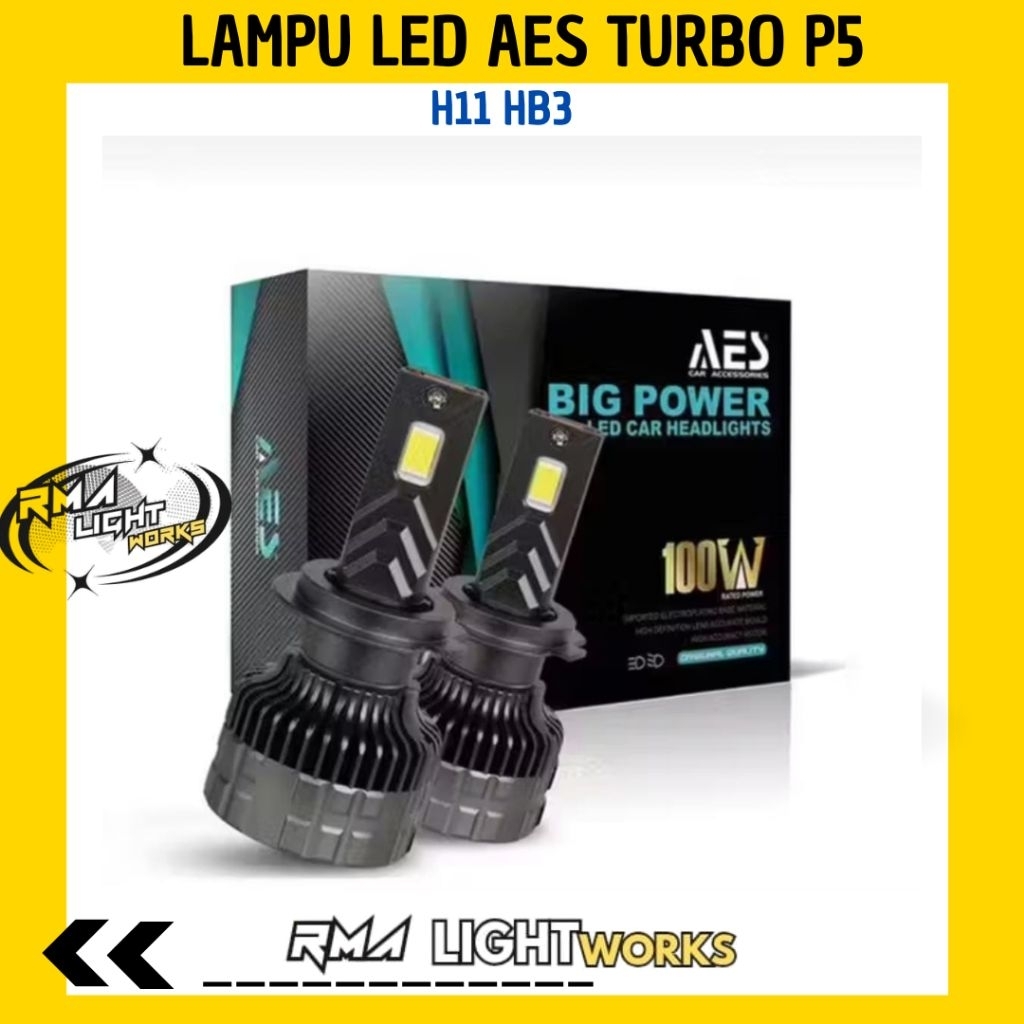 Lampu Led AES TURBO P5 100W H11 HB3 H7 H4 6000K
