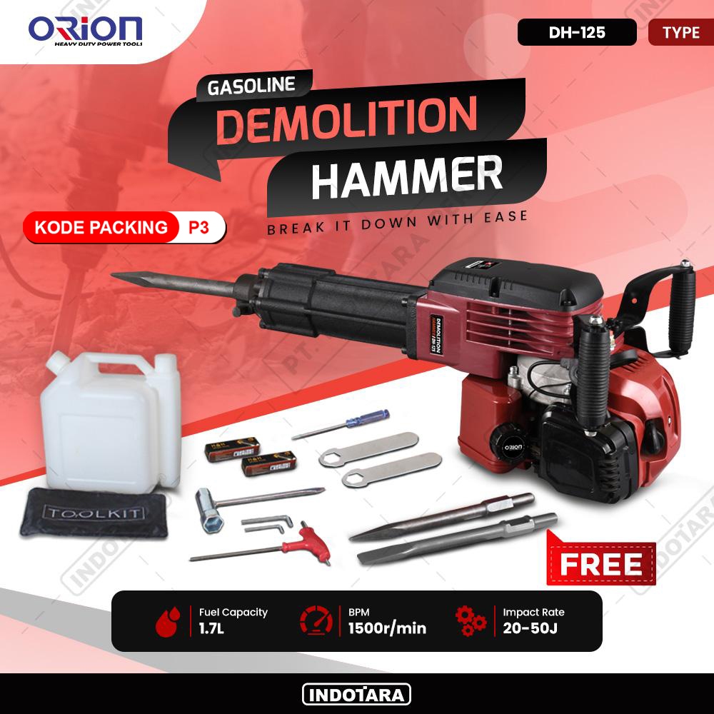 Mesin Jack Hammer Bobok Beton Orion DH-125 Pemecah Beton Bensin Handal