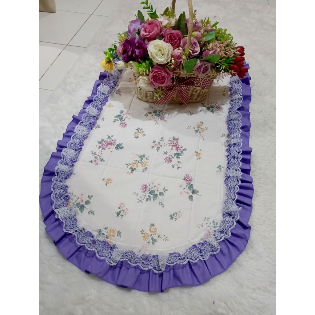 taplak meja tamu renda cantik, taplak meja rampel, taplak meja rumbai, taplak cantik, taplak murah