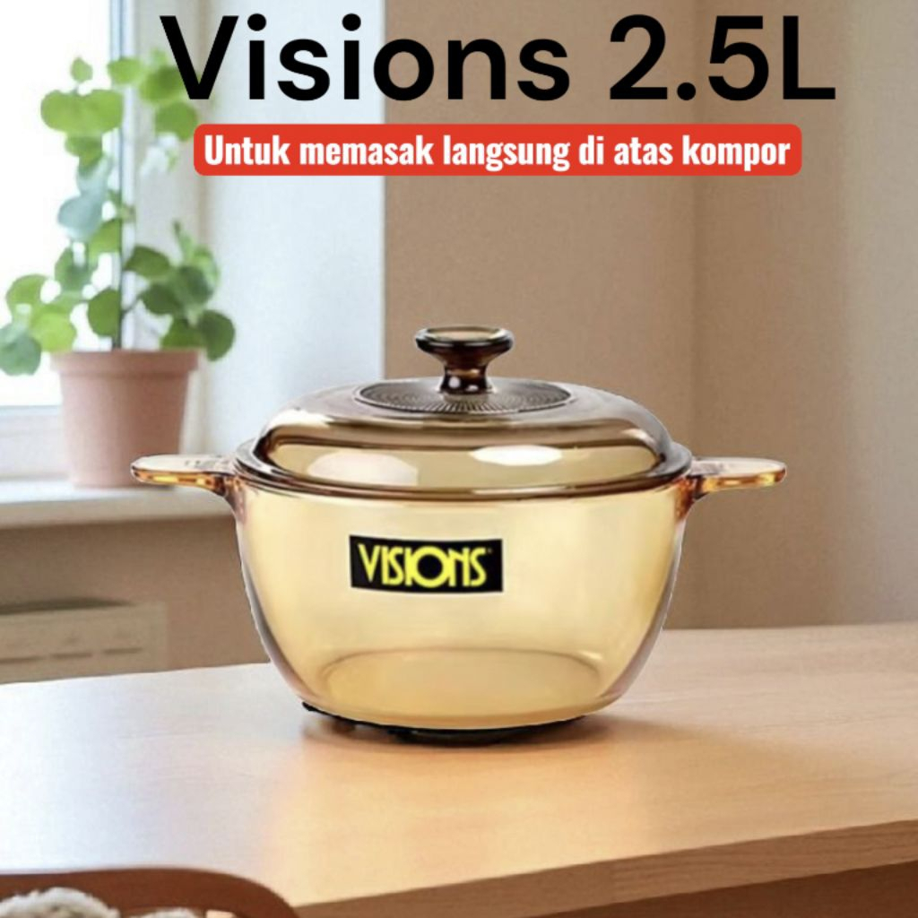 Visions covered cookpot 2.5L VISIONS PANCI KACA 2.5 Liter