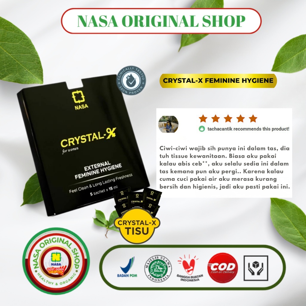 Crystal X Feminine Hygiene NASA – Tisu Miss V Praktis Anti Bau & Seimbang pH