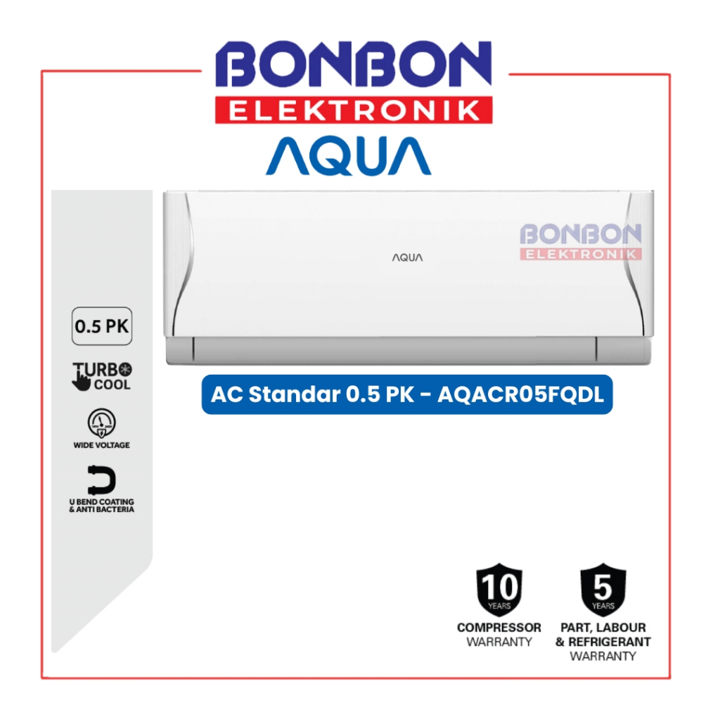 AQUA AC Split Standar 1/2 PK AQAKR05FQDL3 / AC TurboCool AQACR05FQDL 0.5 PK / AQAKCR5FQDGL