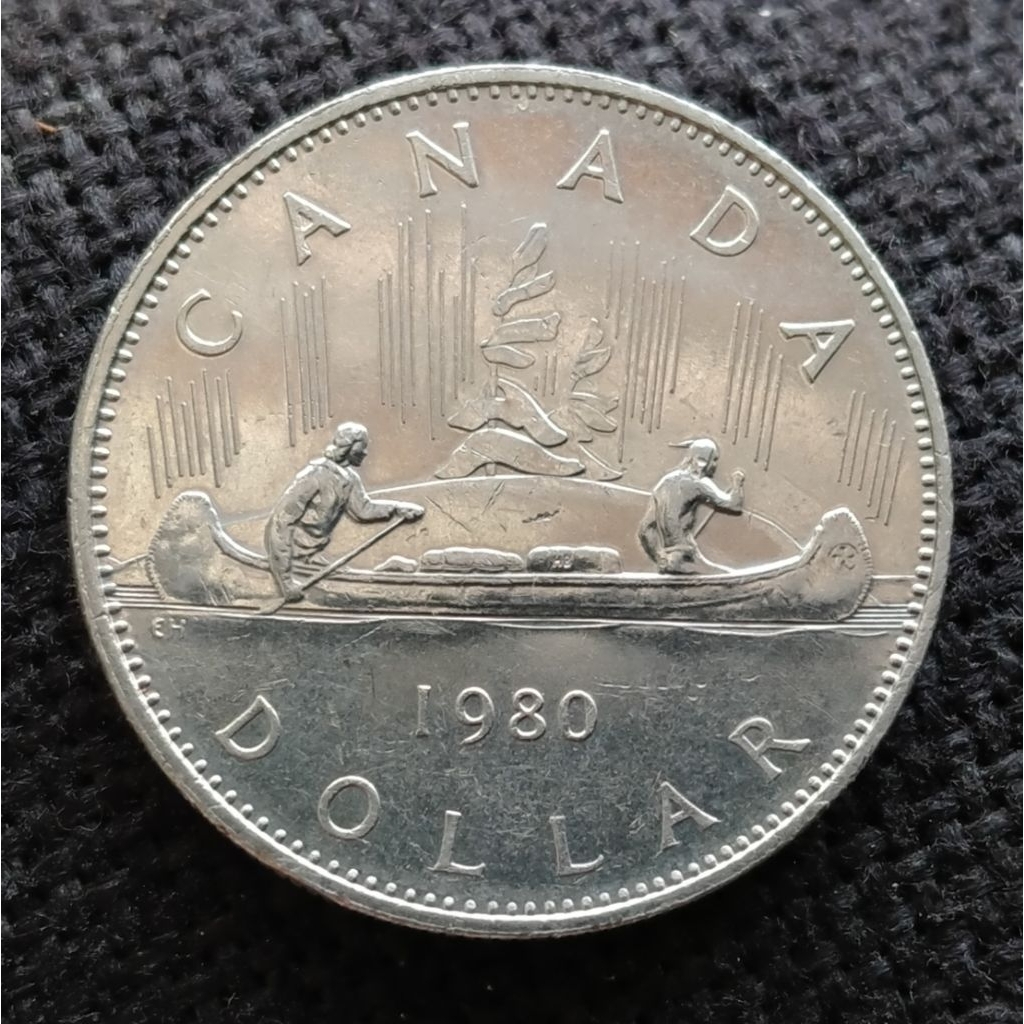 Koin Kuno Canada 1 Dollar 1980 Comemmorative Pendayung