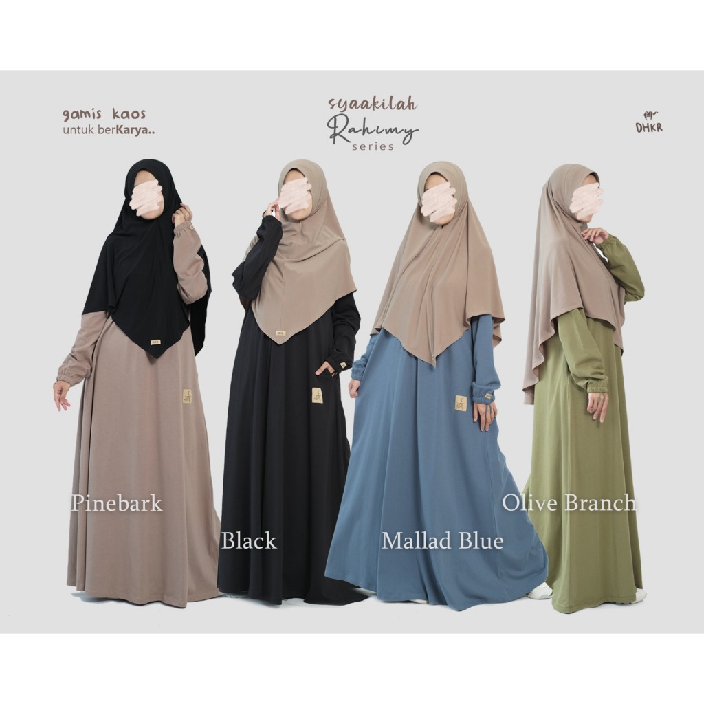 Gamis Kekinian Hitam Wanita Terbaru Remaja Jumbo Basic Polos Syari Simpel Harian Bahan Kaos Dhikr