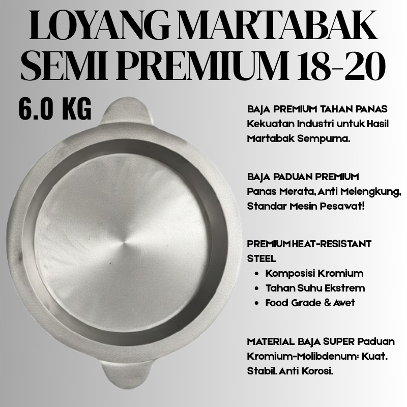 Wajan Datar Martabak Telur Baja Hitam Lebar 40cm - Tebal & Kokoh