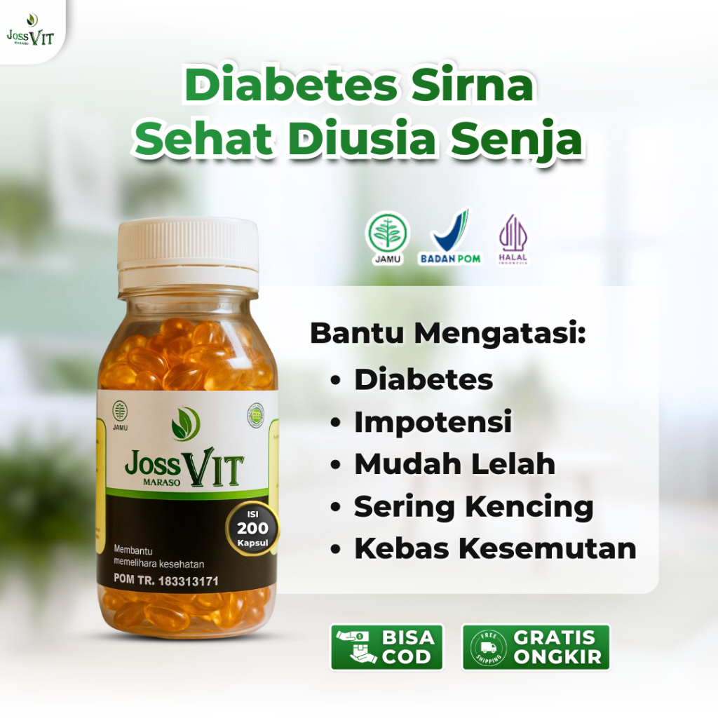 Joss Vit Isi 200 Kapsul - Obat Herbal Bantu Turunkan Gula Darah Tinggi BPOM & Tanpa Efek Samping