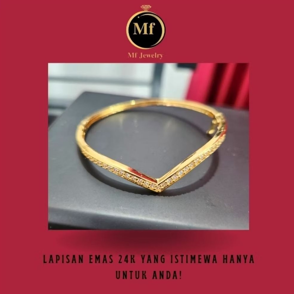 gelang permata titanium lapis emas 24k
