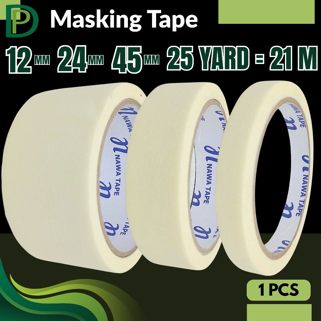 Masking Tape Kertas 21M -  45MM 24MM 12MM 6MM Lakban Isolasi Kertas