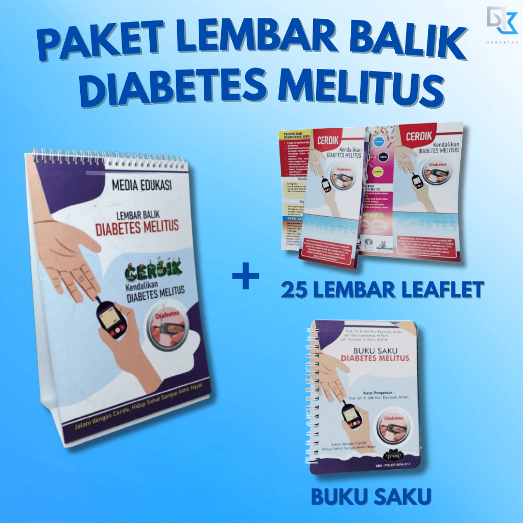 Paket Lembar Balik Diabetes Melitus | Buku Saku & Leaflet Diabetes | Media Promkes Kesehatan Lansia