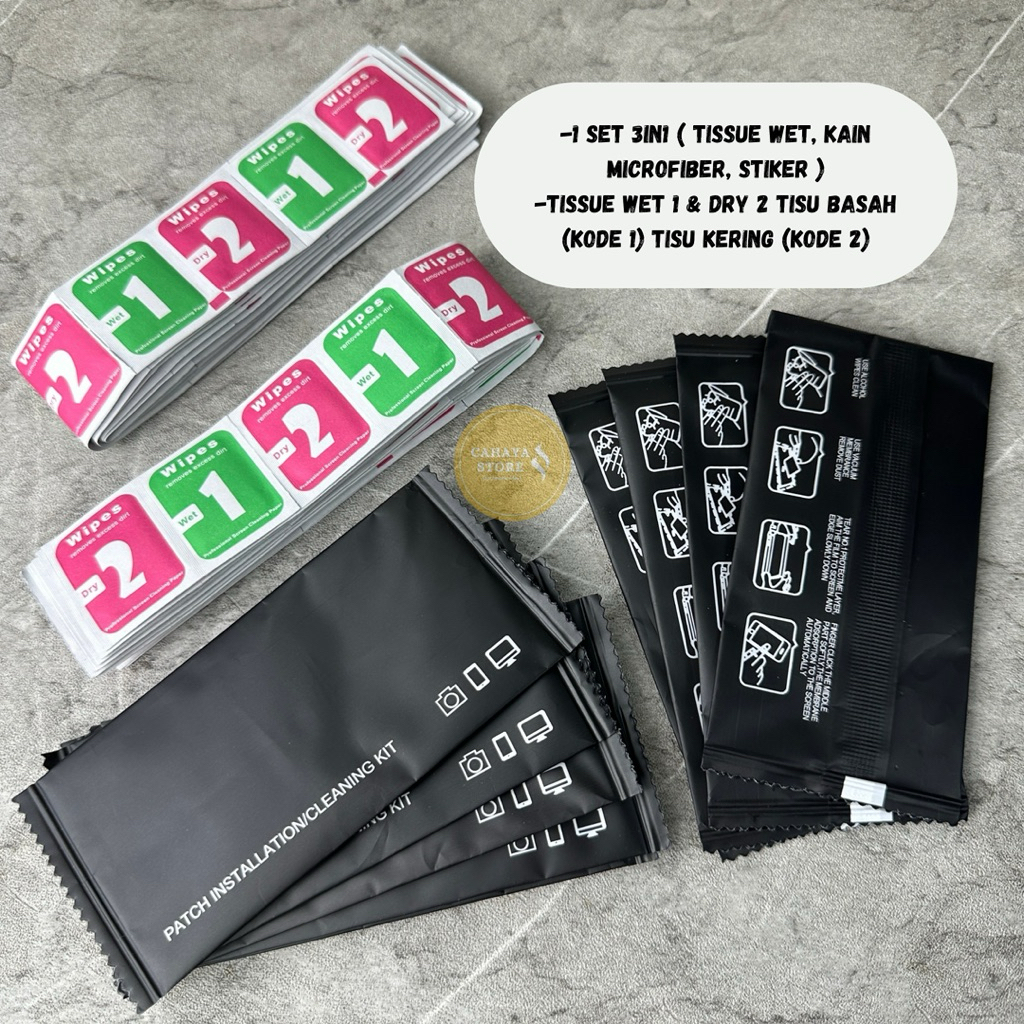 {1 PACK 20 SET} Tisu Tempered Glass Anti Gores HP Tissue Wipes / Tisu Alcohol kain Lap Microfiber St