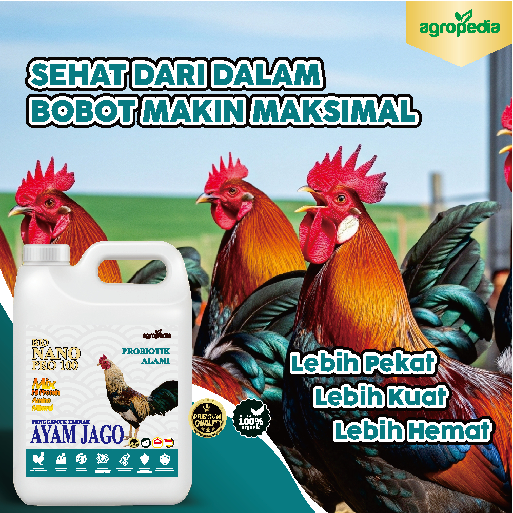 Bio Nano Pro 100 Suplemen Booster Probiotik AYAM JAGO/ meningkatkan bobot ternak / mempercepat pertu