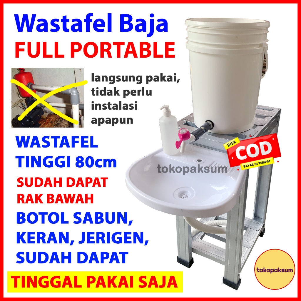 Wastafel Portable Cuci Tangan Tempat Cuci Tangan Portabel Wastafel Jerigen Baja Ringan Bak Cuci Piri