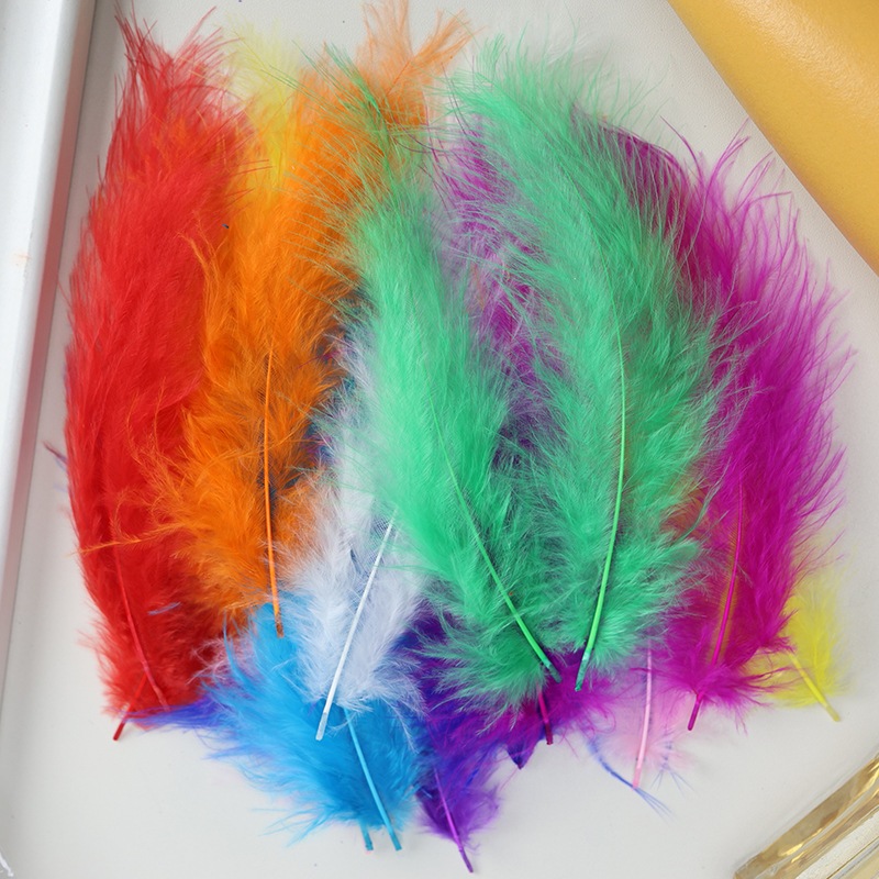 10 Buah BULU AYAM KALKUN (Replika) HALUS Untuk Aplikasi Warna Pastel & Solid - Kreasi DIY Fancy Hias