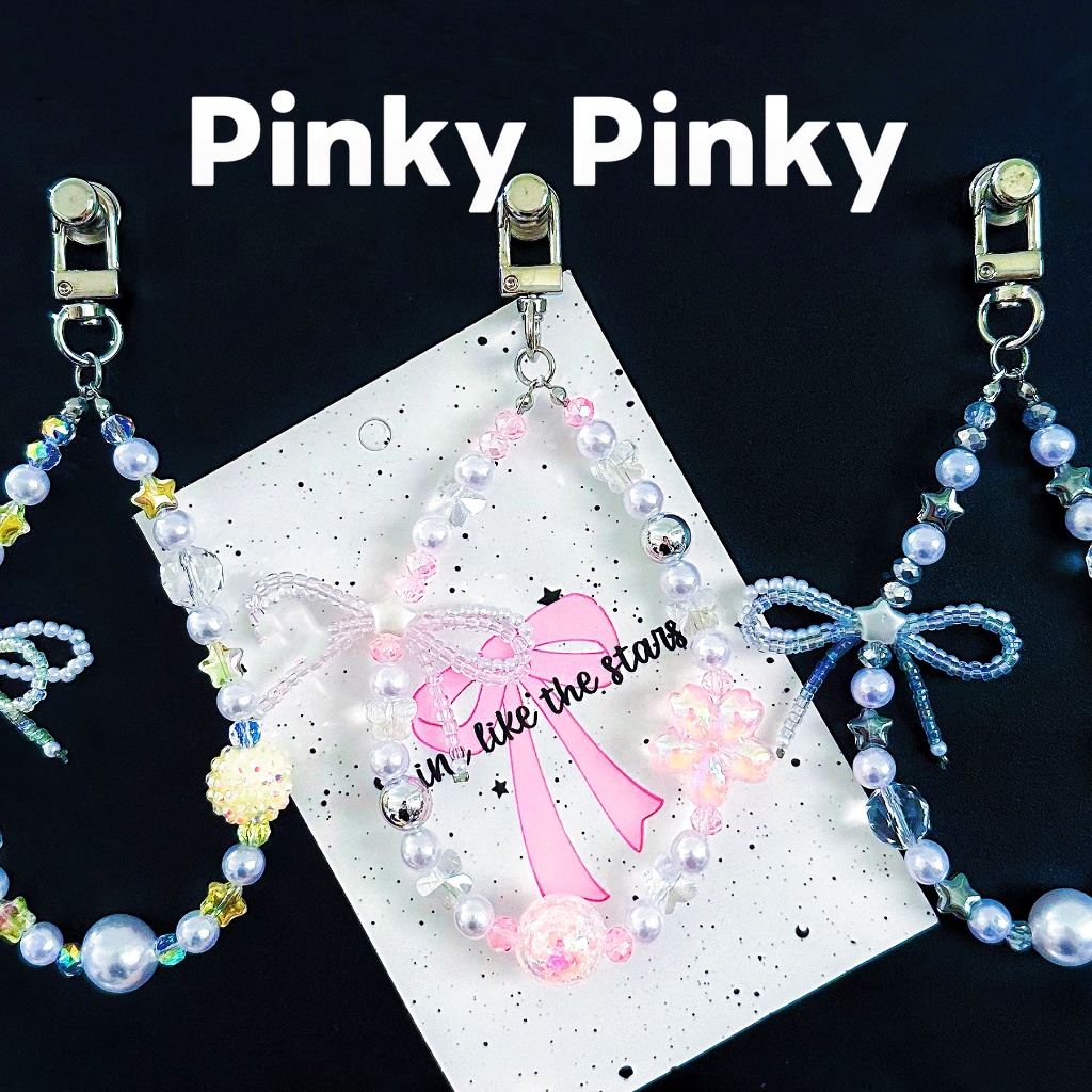 Pinky - DIY Manik-manik berwarna/Tali & Gantungan Hp/Gantungan tas/Gantungan kunci/Strap hp Grosir