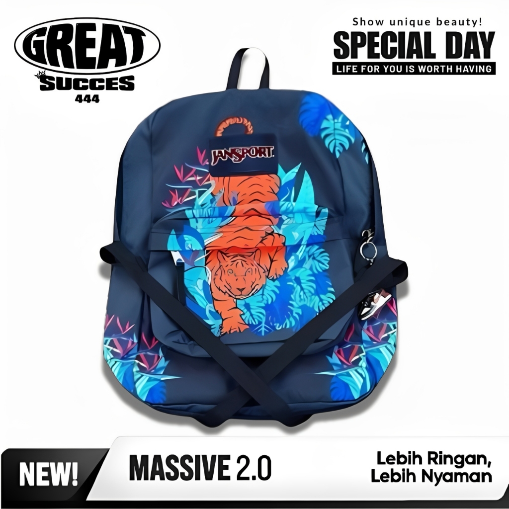 GREATSUCCES - TAS JANSPORT MOTIF TIGER NEW SCHOOL BAGS SUPERBREAK ORIGINAL - JS TIGER FULLTAG - TAS 
