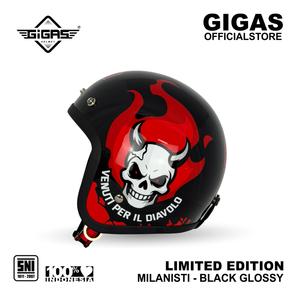 HELM RETRO GIGAS MILANISTI BLACK GLOSS