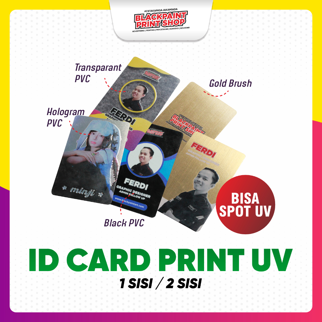 ID Card Print UV / ID Card Hologram PVC / ID Card Black PVC / ID Card Gold Brush / ID Card Transpara