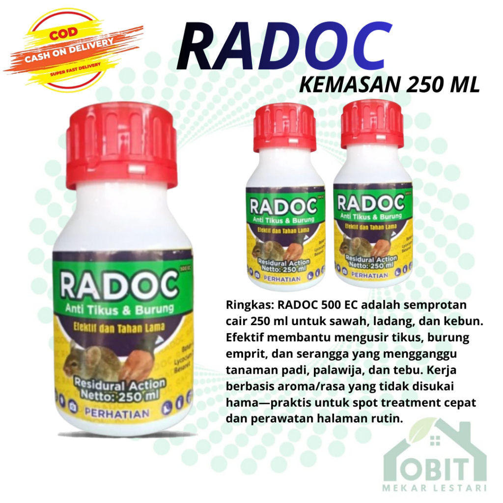 RADOC 500 EC Insektisida Usir Tikus Burung 250ml Semprotan Cair Sawah Ladang