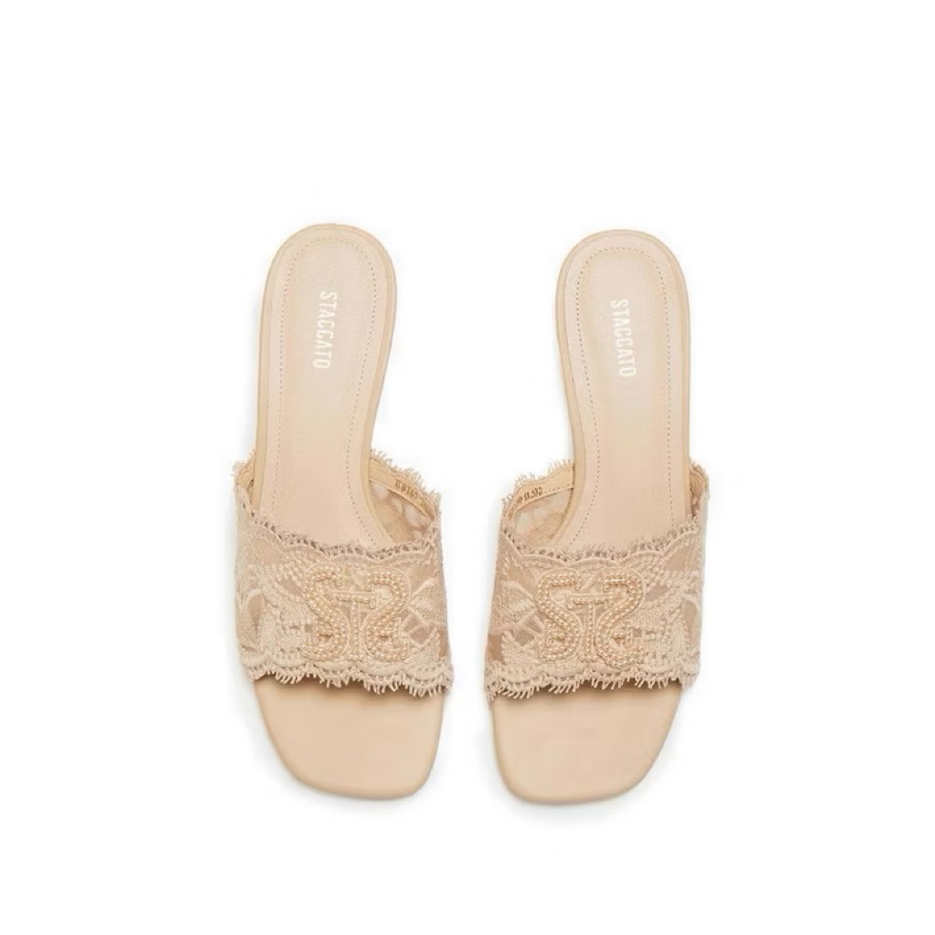 NEW TerMurah ORIGINAL Staccato Official Women's Staccato EBI63-AP1 Heels - Apricot Sendal Hak Tinggi