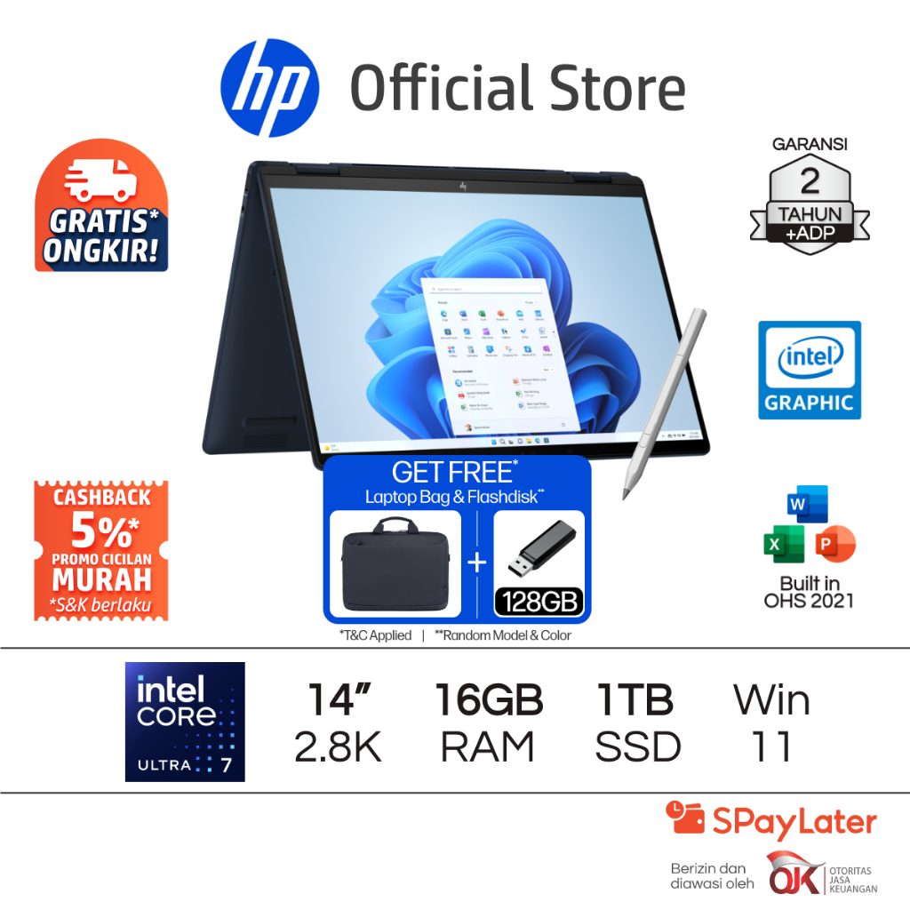 Laptop HP Envy x360 - OmniBook X Flip [NEW] 2 in 1 Intel Core Ultra 7 Intel Graphics 16GB RAM 1TB SS