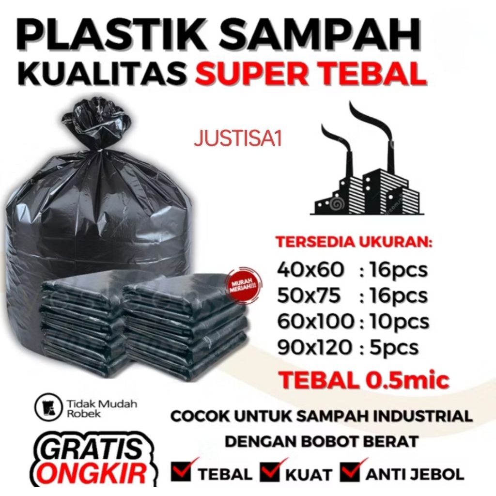 Plastik Sampah Tebal PLASTIK SAMPAH SUPER TEBAL | Kantong Plastik Sampah Besar Hitam Tebal Kuat Anti