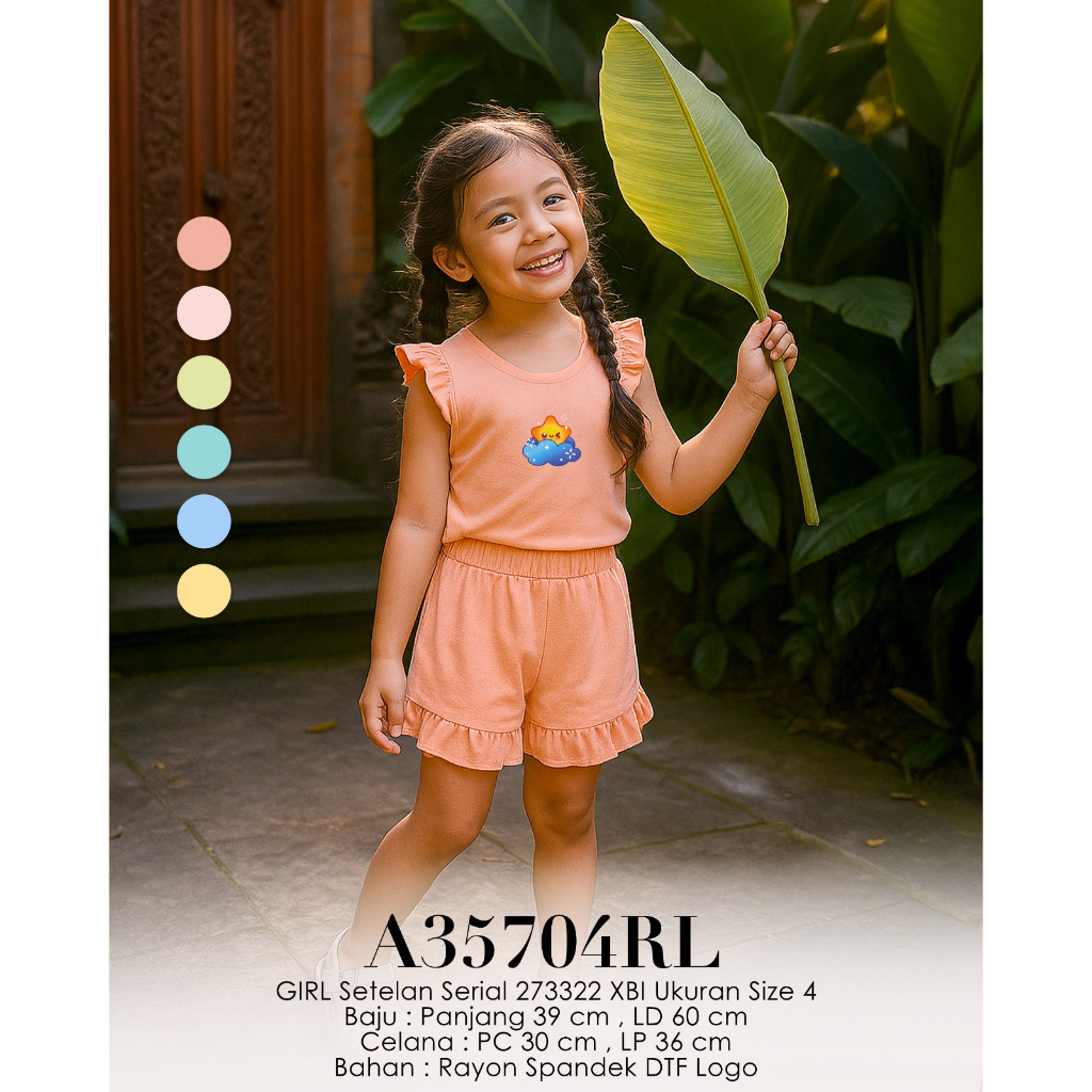 Setelan kaos anak perempuan Lemone Fashion cute star