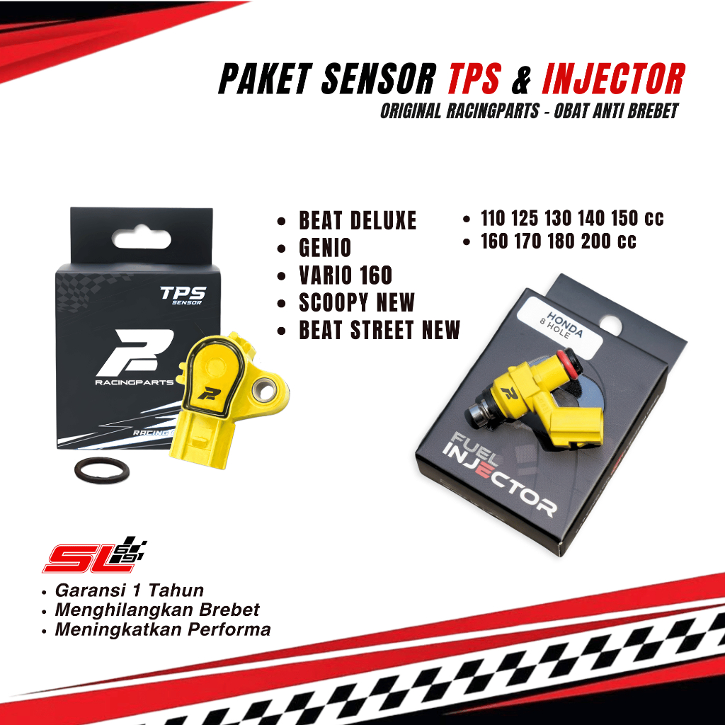 PAKET SENSOR TPS & INJECTOR BEAT DELUXE GENIO VARIO 160 BEAT STREET Sensor TPS BRT injektor Racing