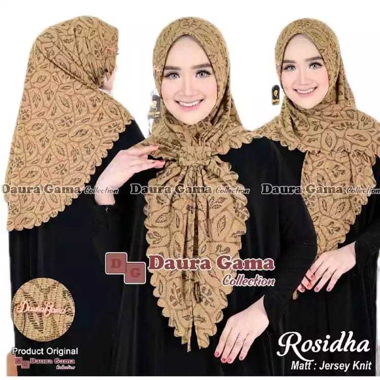 Hijab ROSIDHA Segitiga Instan Pad Laser Cut Gesper  Jersey Knit Ori By Daura Gama