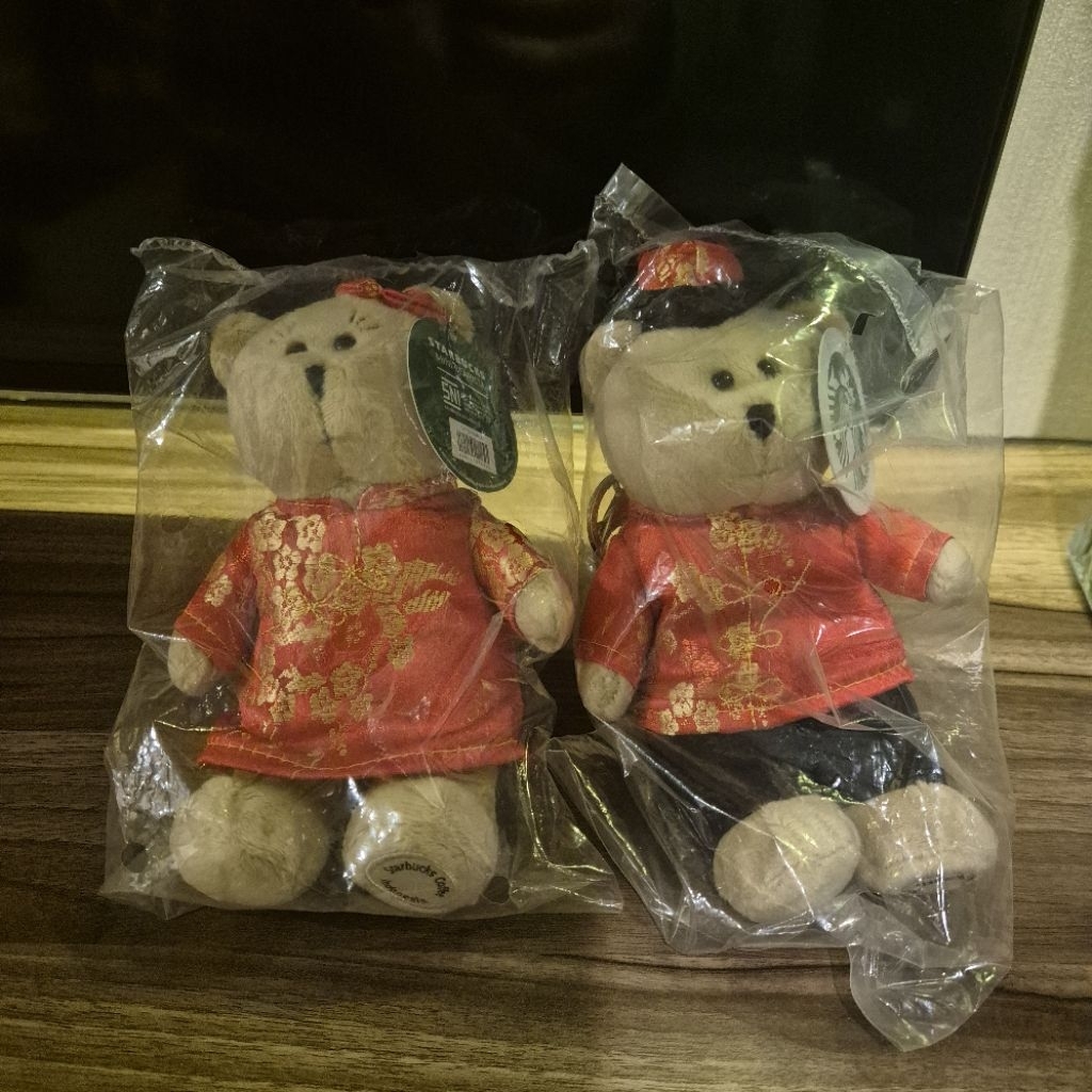 Starbucks Doll - Starbucks Keychain Bear - Starbucks China - Imlek - Couple doll