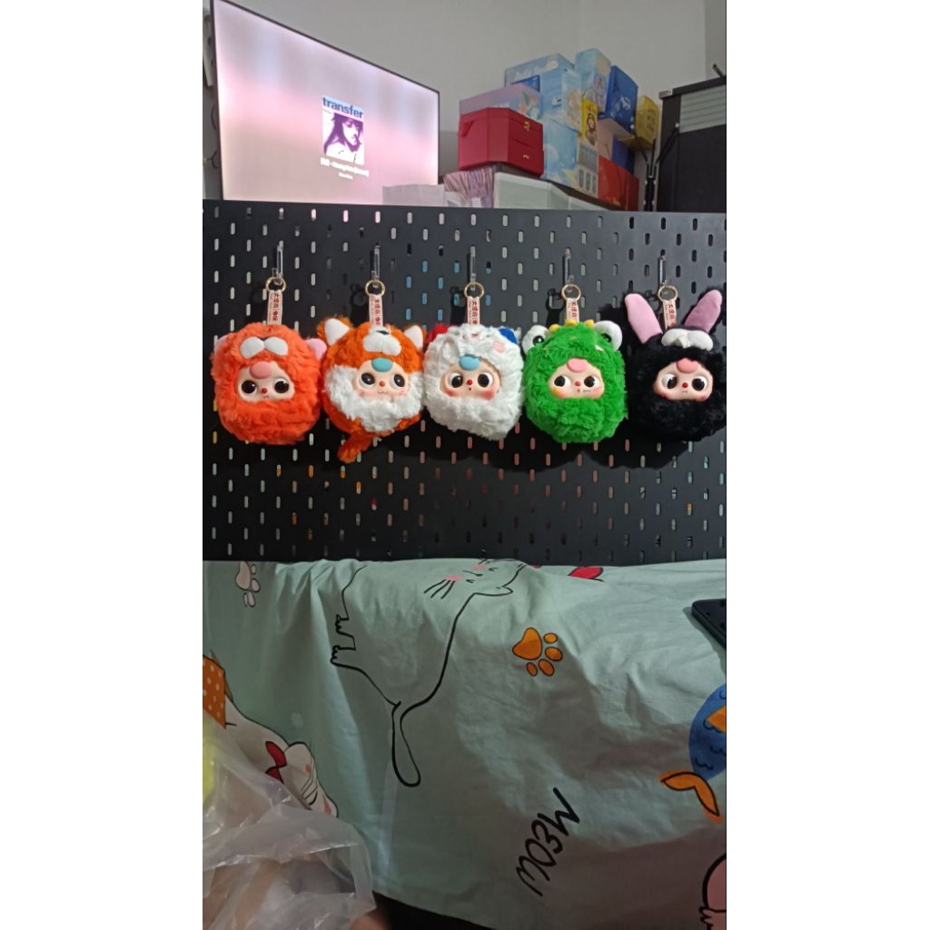 Baby three bb3 pouch zipper keychain bag charm bagcharm gantungan kunci tas dompet koin bulu boneka 