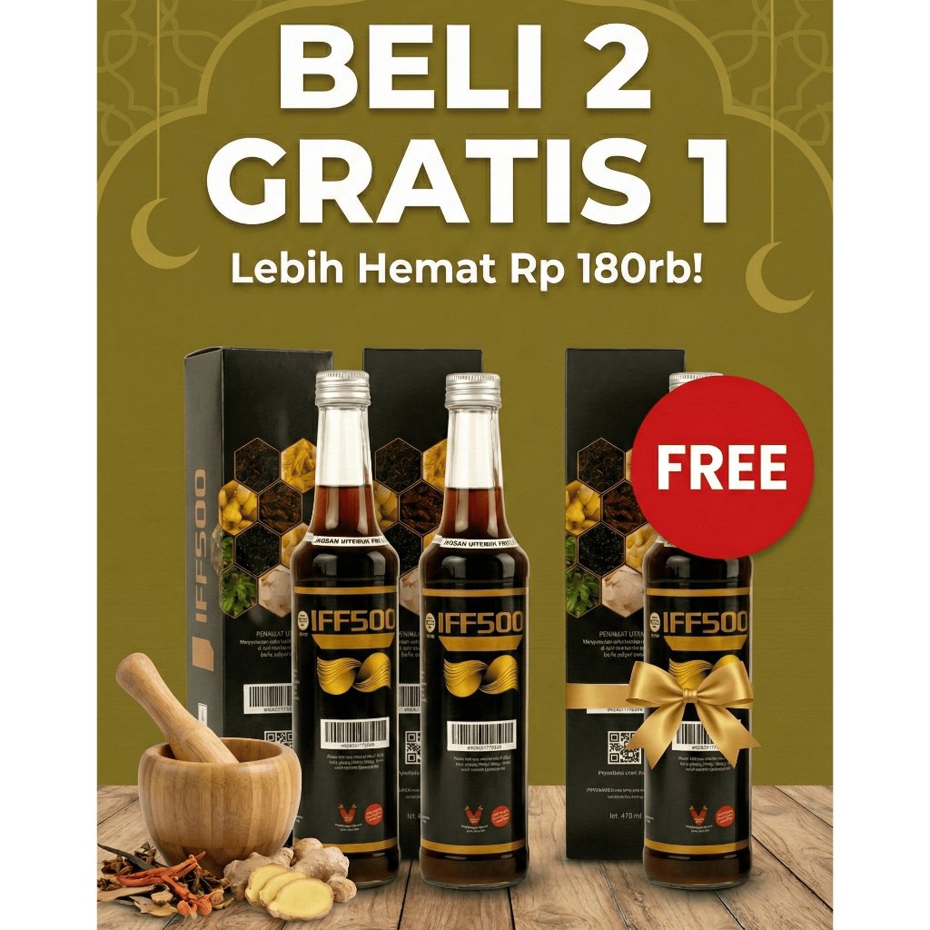 Bundle Hemat 3 Botol IFFSOO GOLD Herbal – Jamu Stamina & Vitalitas Harian BPOM Halal – Garansi Uang 