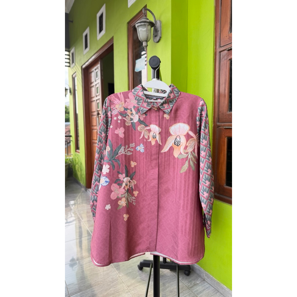 PRELOVED BENANG JARUM REVERIE YOKE SHIRT TEA ROSE XS RARE ITEM BEST SELLER