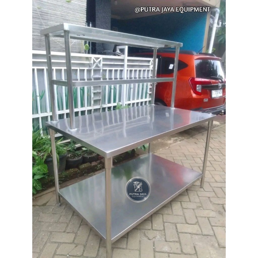 Worktable stainless 201 HL meja kerja dapur restoran MBG Cafe / Meja dapur restoran / meja dapur MBG
