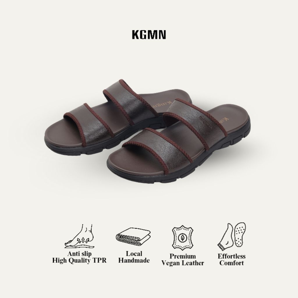 Kingman Sandal Pria Kekinian Lington Original Sandal Kulit Premium Kualitas Import - LT200