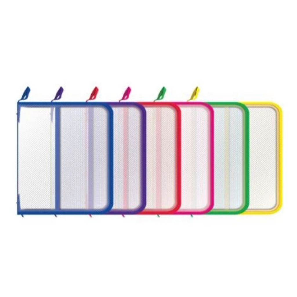 Map Plastik Resleting Folder One F4 Ukuran F4 - Hitam, Biru