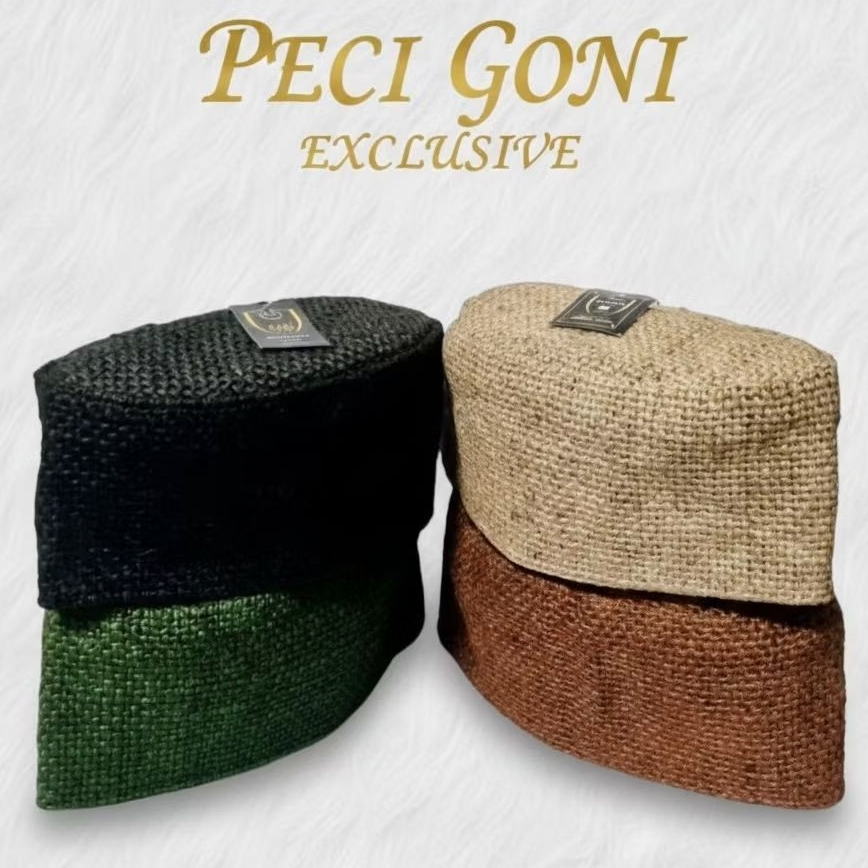 Peci GONI Murah , Peci Haji Goni , Kopiah Karung Goni , Peci Karung Goni Warna , Peci Rajut Goni