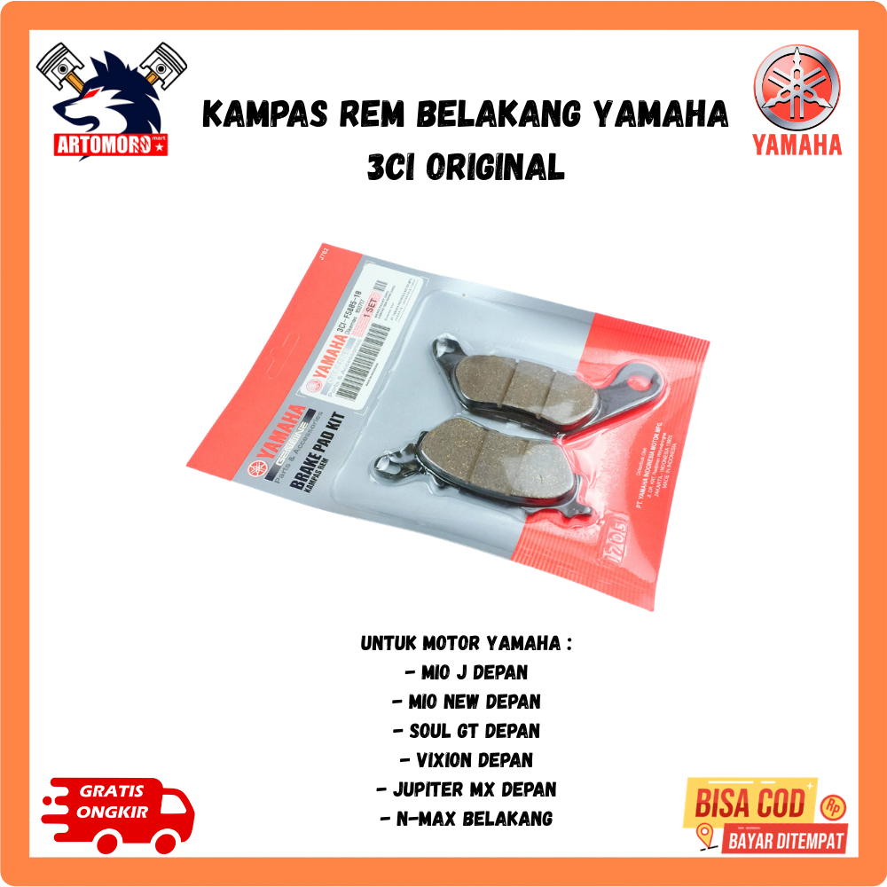 kampas rem belakang nmax - kampas rem depan mio j 3CI Original