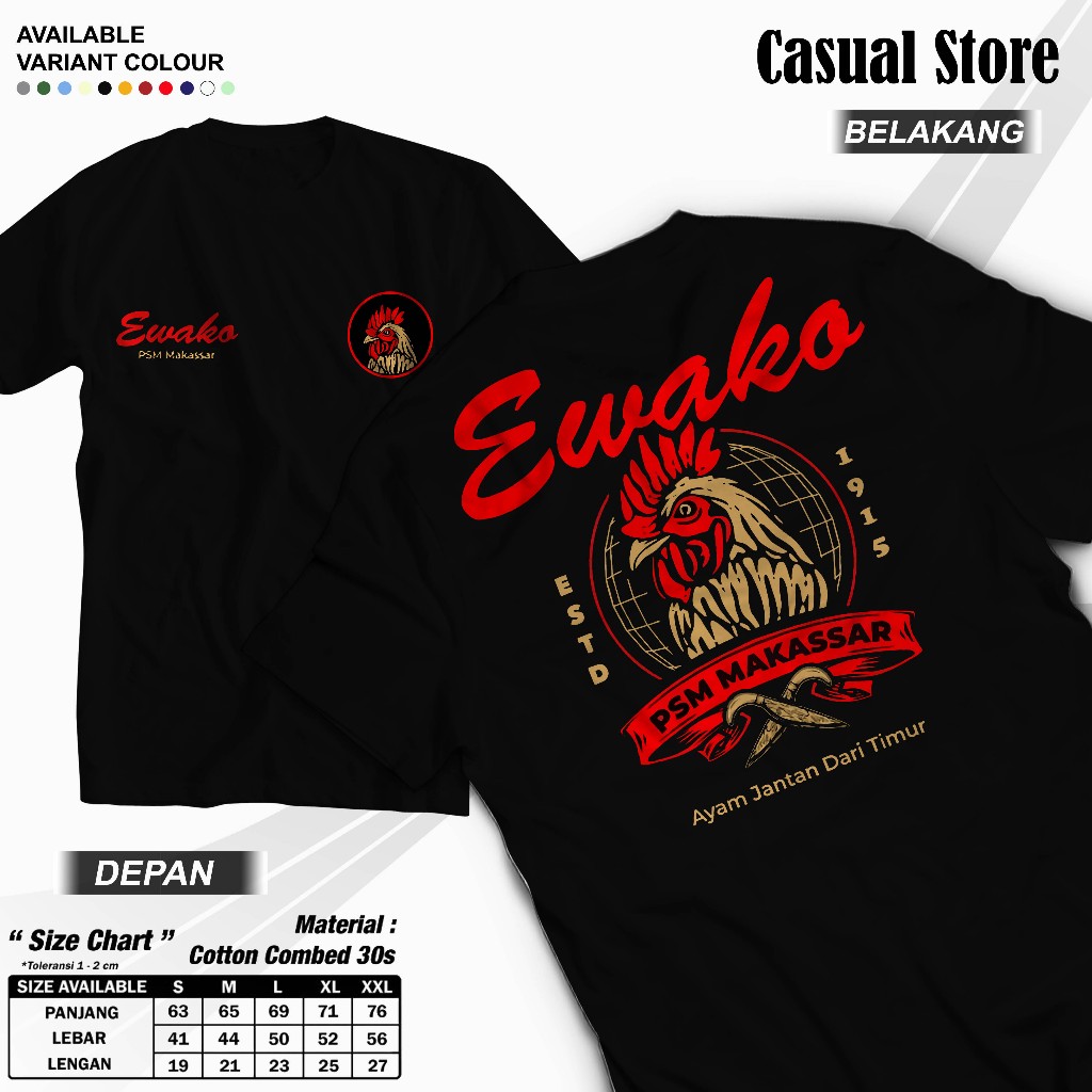 Kaos PSM Makassar Edisi Ewako1915 / Baju PSM Makassar / Kaos Makassar / Tshirt PSM / Jersey PSM