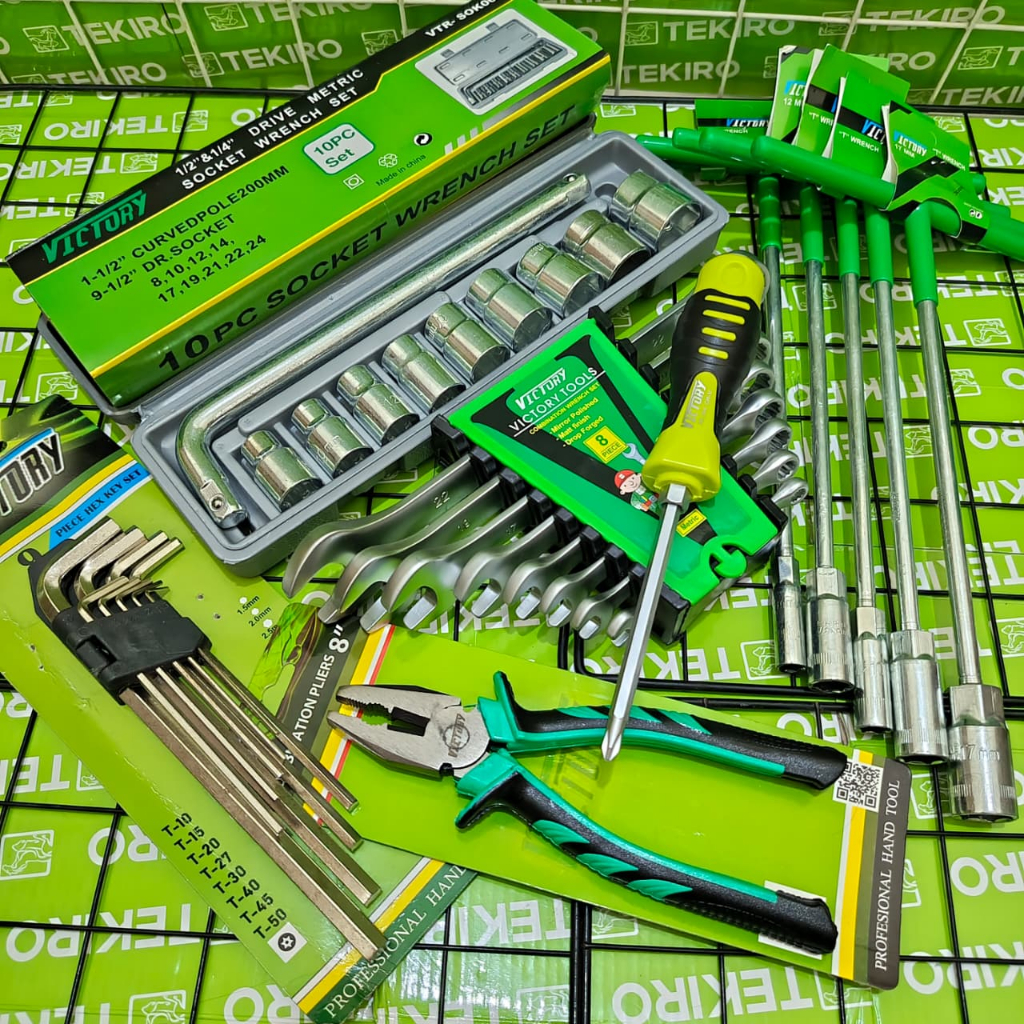 Promo Paket Lengkap Murah / Alat Kunci Motor / Alat Bengkel / Kunci Pas / Sok Shock / Tools Set VICT