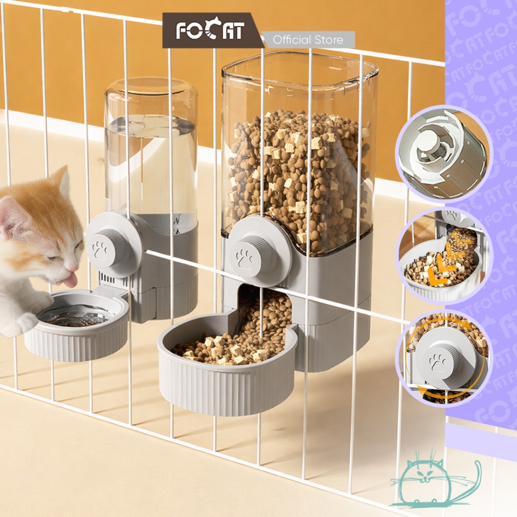 FOCAT Pet Feeder & Water Dispenser Otomatis Gantung 2in1 M37A - M38A Praktis dan Mudah Dibersihkan