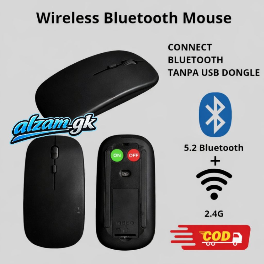 MOUSE BLUETOOTH SLIM TANPA
USB DONGLE UNTUK LAPTOP PC ANDROID HP