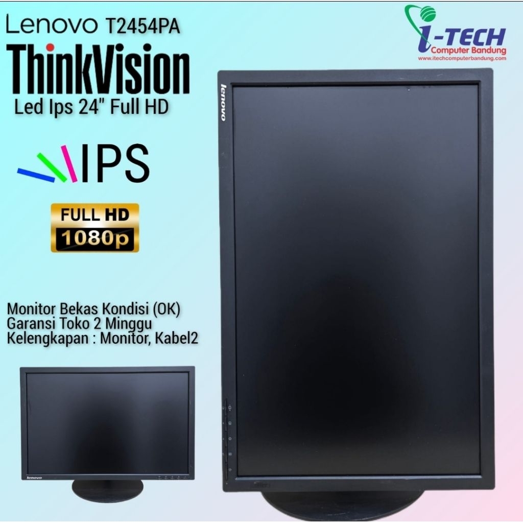 LED MONITOR LENOVO ThinkVision   LT2425pwC |LENOVO 2454PA | 24" | FULL HD|  BEKAS KONDISI NORMAL.