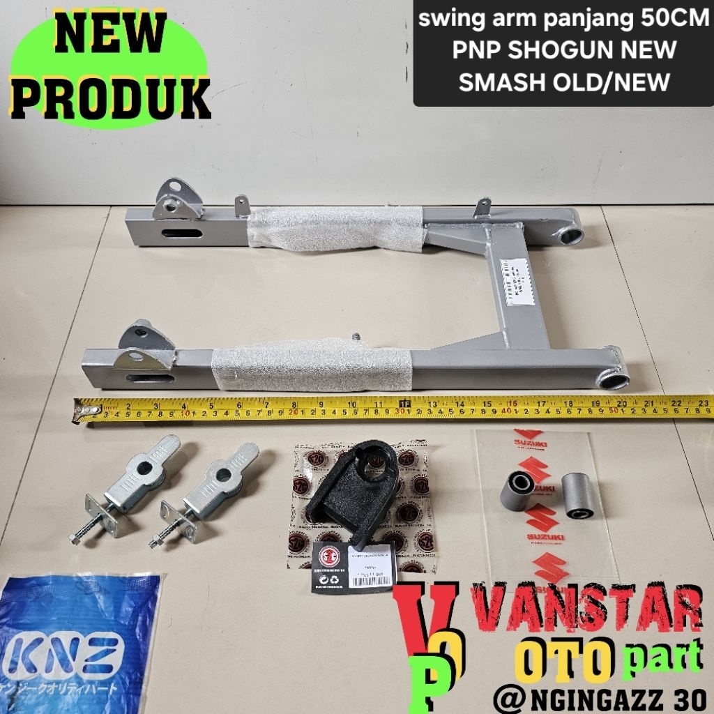 Swing arm variasi panjang 50CM PNP SHOGUN NEW SMASH OLD/NEW TITAN GRAND ASTREA warna silver