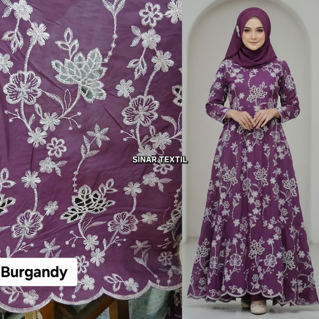 Kain bahan katun bordir bolong jepang / Kain katun bordir bolong premium import