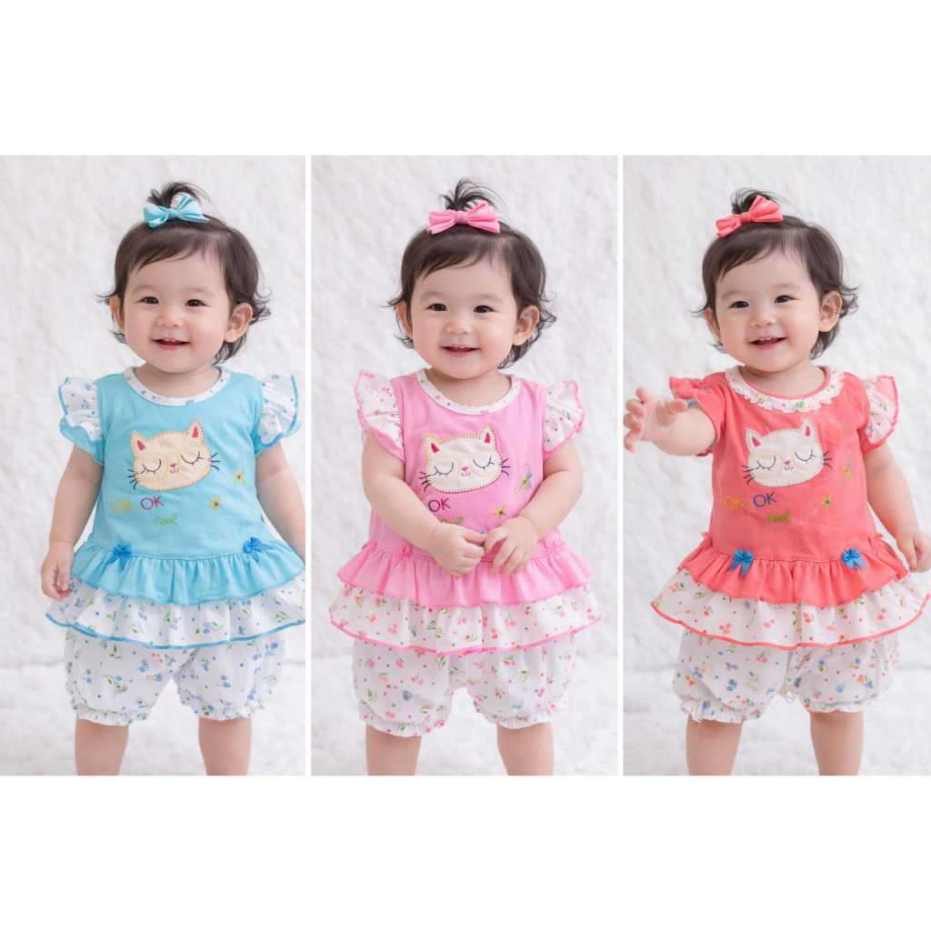 Dress Bayi Perempuan Planet Kidz Motif Cat | Baju Bayi Cantik Rok Bayi 0–6 Bulan