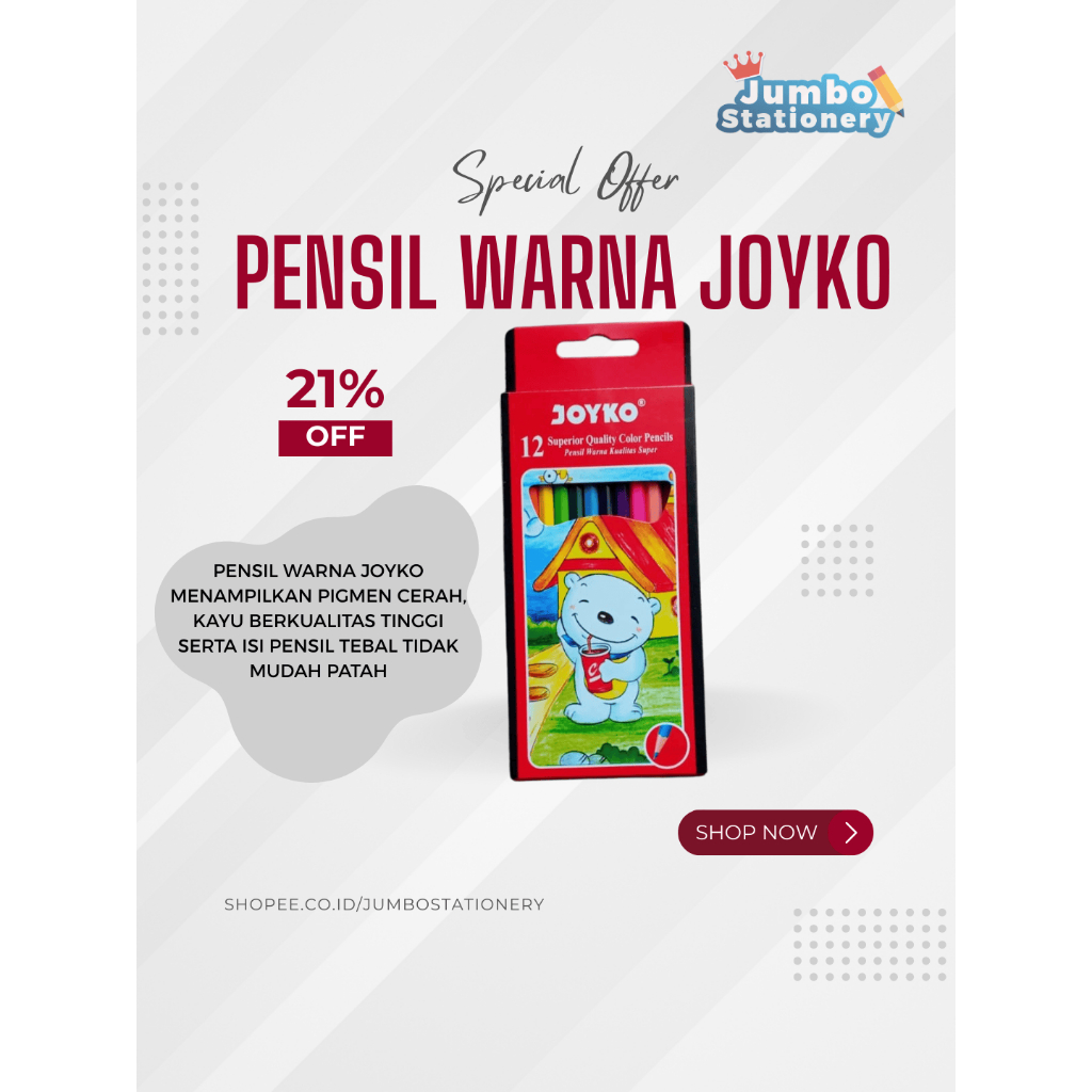 Jumbo JST - Pensil Gambar Joyko 12 Warna