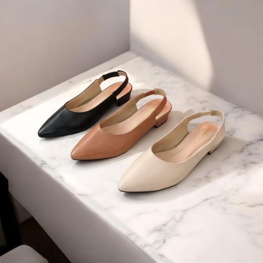 sandal cn tali belakang karet samping heels 3cm terlaris