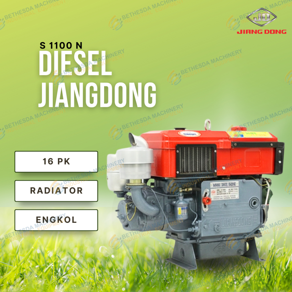 Mesin diesel 16 Pk Jiangdong 16hp S1100 B2 N Radiator