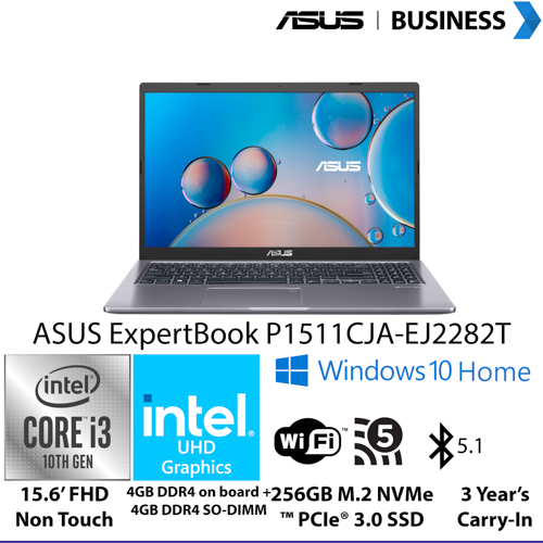 ASUS LAPTOP CORE I3 GEN 10 ASUS LAPTOP EXPERTBOOK P1511CJA-EJ2282T
