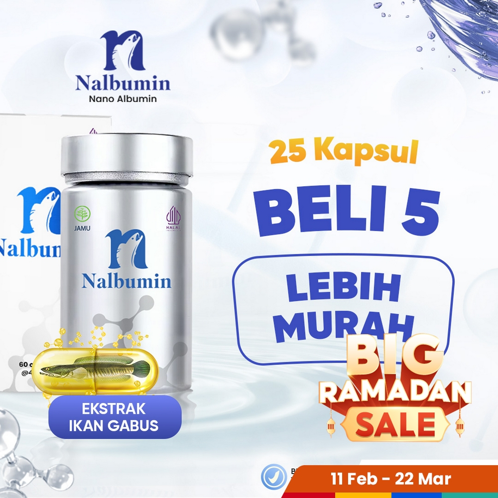 PAKET HEMAT Nalbumin 25 Kapsul 5 Botol Nano Albumin Nano Albumin Ekstrak Ikan Gabus Membantu Penyemb